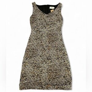 90s abstract leopard print sleeveless v neck midi dress size 8
